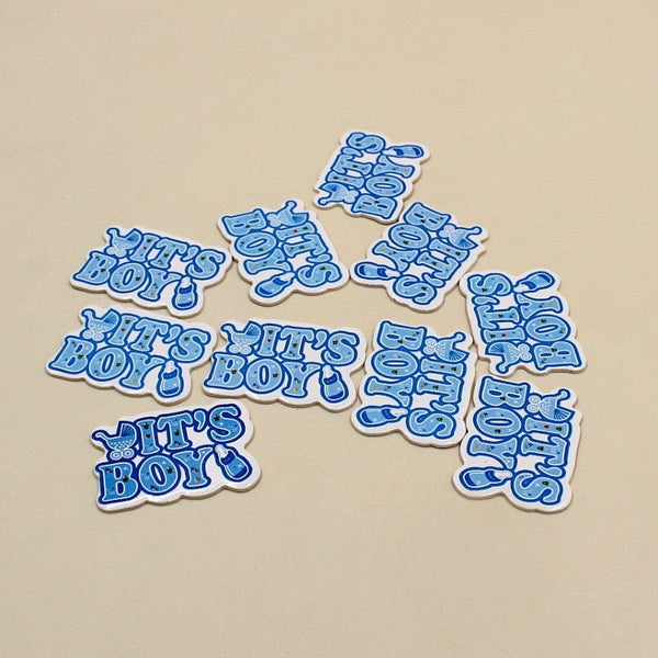 Non-Sticky Sticker Badge Baby Its a Boy feeder + carriage Blue ( single sticker )
