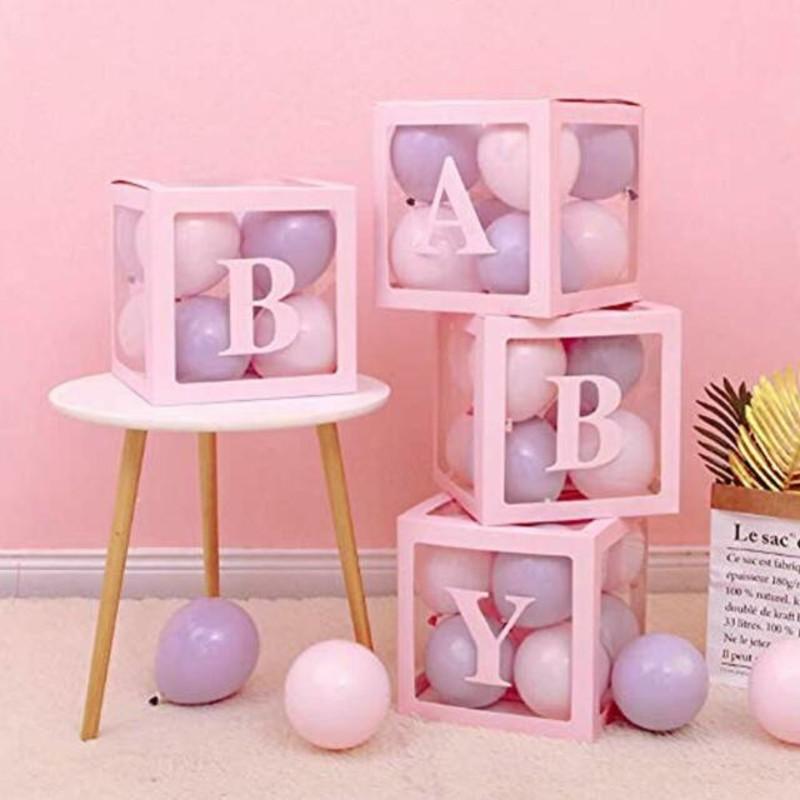 Balloons Box Baby  Transparent Pack of 4 (Pink) - Basics.Pk