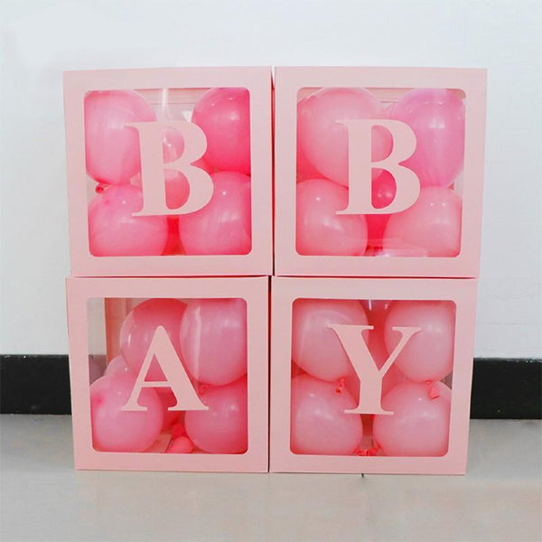Balloons Box Baby  Transparent Pack of 4 (Pink) - Basics.Pk