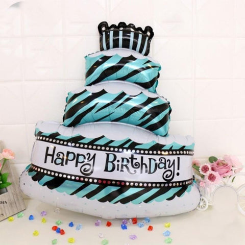 Balloons Foil Birthday Cake Blue - Basics.Pk