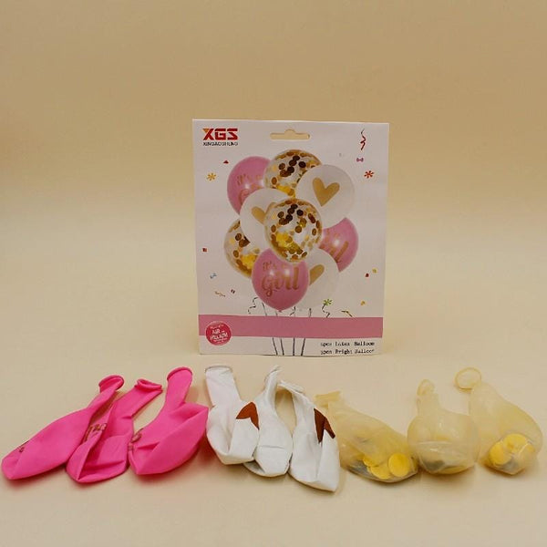 Balloons Foil Confetti Its a Girl with heart Pack of 9 - Basics.Pk