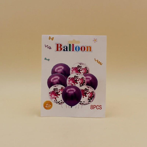 Balloons Confetti + Metallic Purple Pack of 8 - Basics.Pk