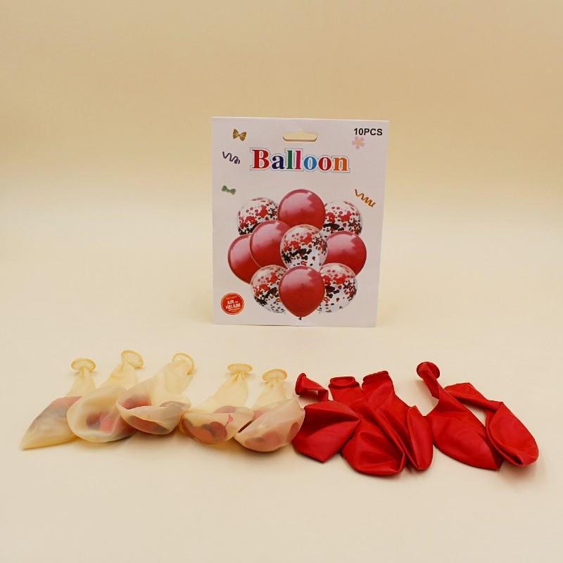 Balloons 5 Confetti + 5 Large RED  (Pack of 10) - Basics.Pk