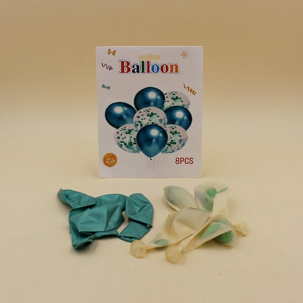 Balloons Confetti + Metallic Sea Green Pack of 8 - Basics.Pk