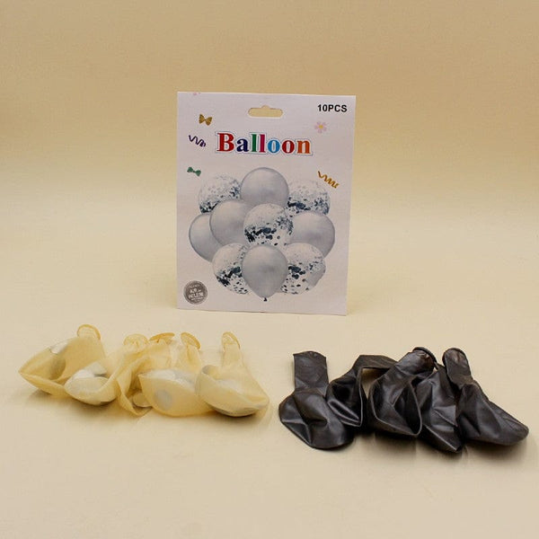 Balloons 5 Confetti + 5 Metallic Silver (Pack of 10)