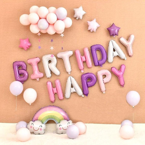 Balloons Bunch Happy Birthday + Rainbow + Milky + Star Pack - Basics.Pk