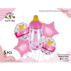 Balloons Foil its a Girl Bottle Pack of 5