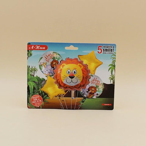 Balloons Foil Jungle Theme Lion Pack of 5 - Basics.Pk