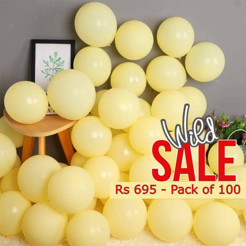 Balloons Milky YELLOW Color 10 inches ( Single, 10 , 25, 50 or 100 balloons )