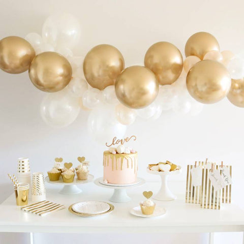 Balloons Bunch Golden & Milky Peach + Garland Tape