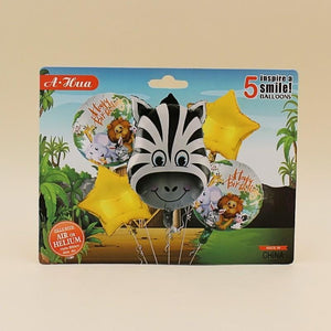 Balloons Foil Jungle Theme Zebra Pack of 5 - Basics.Pk
