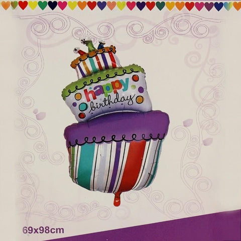 Balloons Foil Birthday Cake Multi - Basics.Pk
