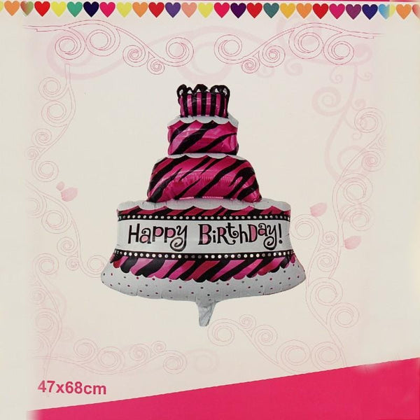 Balloons Foil Birthday Cake Pink - Basics.Pk