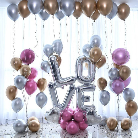 Balloons Bunch  Metallic Balloons + ( LOVE or Happy Birthday )  balloons