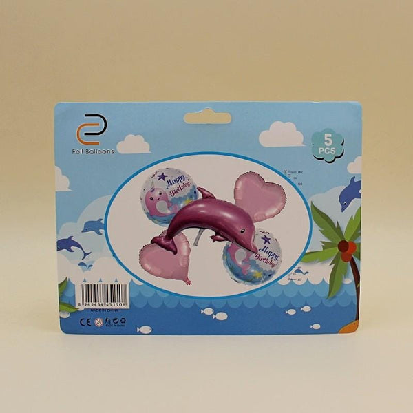 Balloons Foil Dolphin Pack of 5 - Basics.Pk