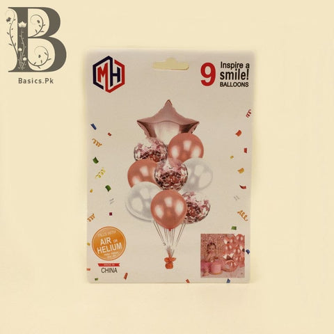 Balloons Confetti + Foil Rose Gold Pack of 9