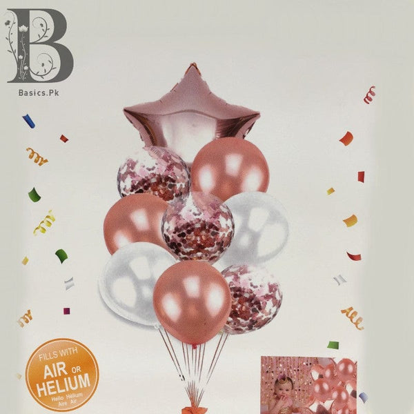 Balloons Confetti + Foil Rose Gold Pack of 9