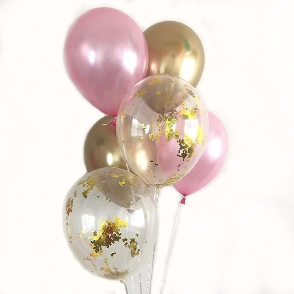 Balloons Set Confetti + Metallic + Milky (Pack of 6) - Basics.Pk