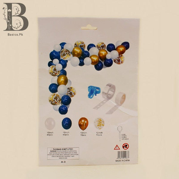Balloons Bunch metallic + Golden Confetti + Garland Tape + Glue Dot Blue