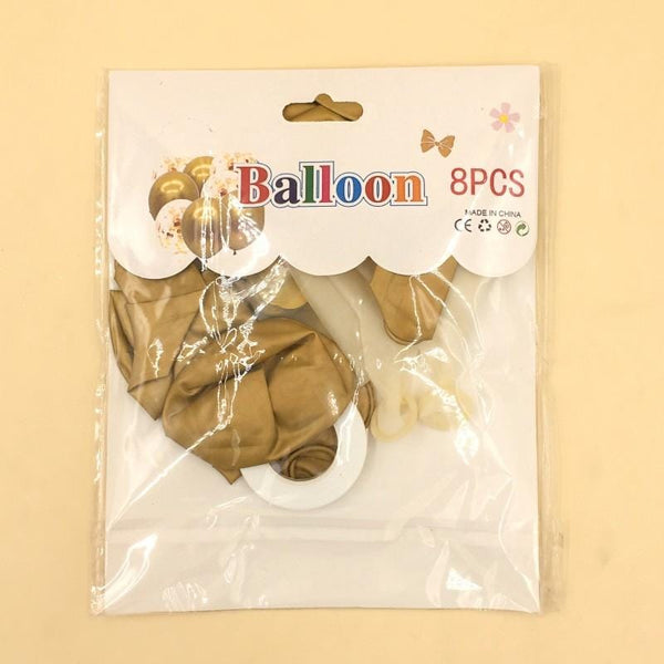 Balloons Confetti + Metallic Golden Pack of 8 - Basics.Pk