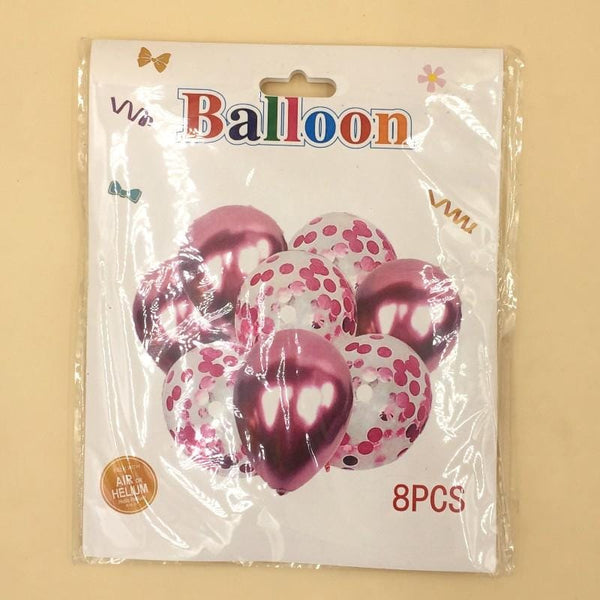 Balloons Confetti + Metallic Rose Pink Pack of 8 - Basics.Pk