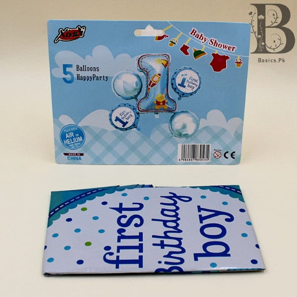 Balloons Foil Baby Boy 1st Birthday Pack of 5