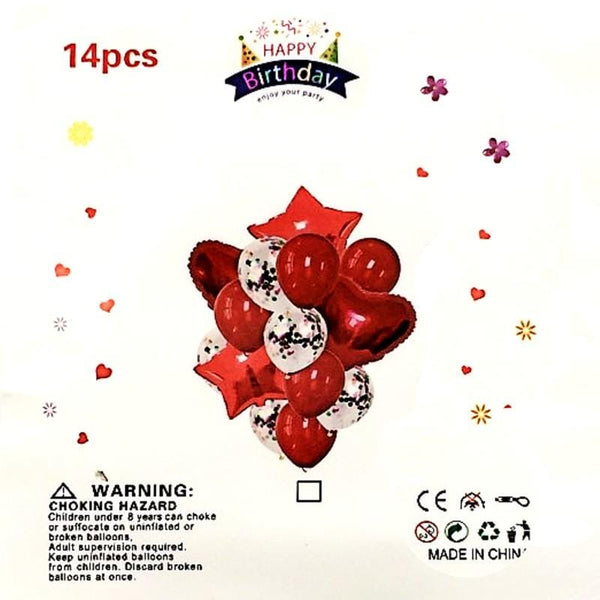 Balloons  Confetti + Foil Red Pack of 14 - Basics.Pk