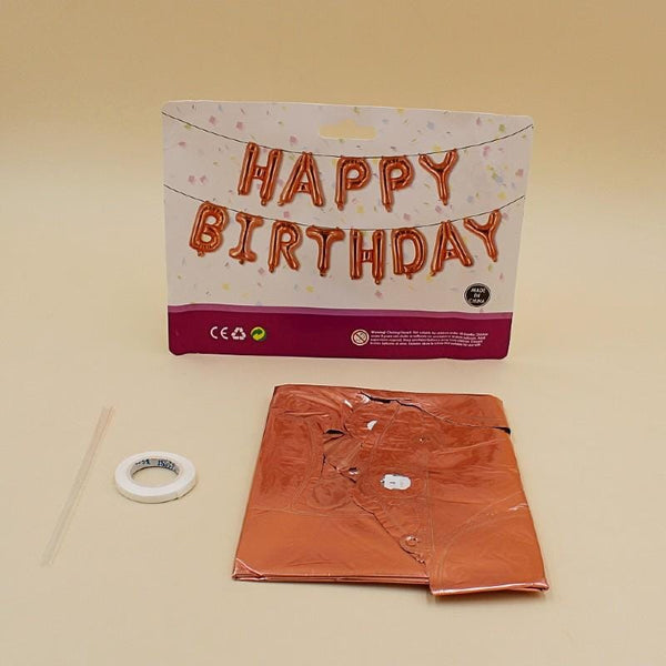 Balloons Foil "Happy Birthday" Rose Gold - Basics.Pk