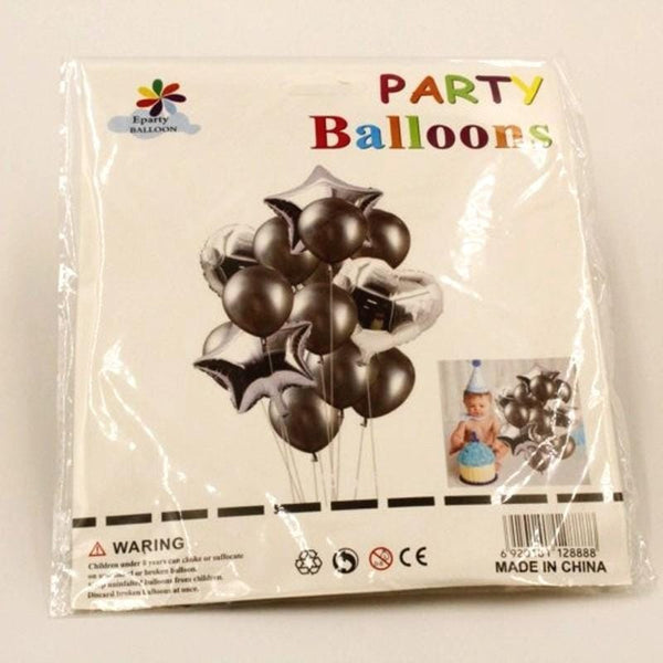 Balloons Foil & Latex Pack of 14  Silver (NO Confetti ) - Basics.Pk