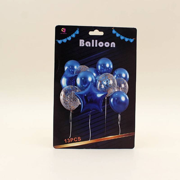 Golden Confetti & Blue Metallic Balloon (Pack of 13)