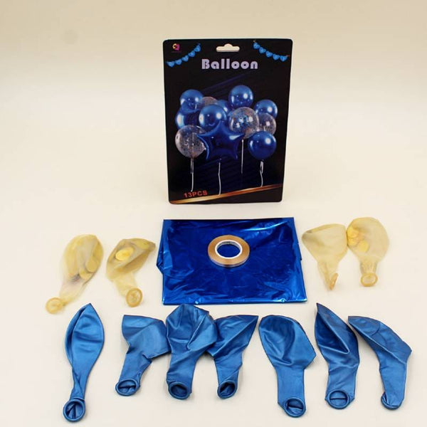 Golden Confetti & Blue Metallic Balloon (Pack of 13)