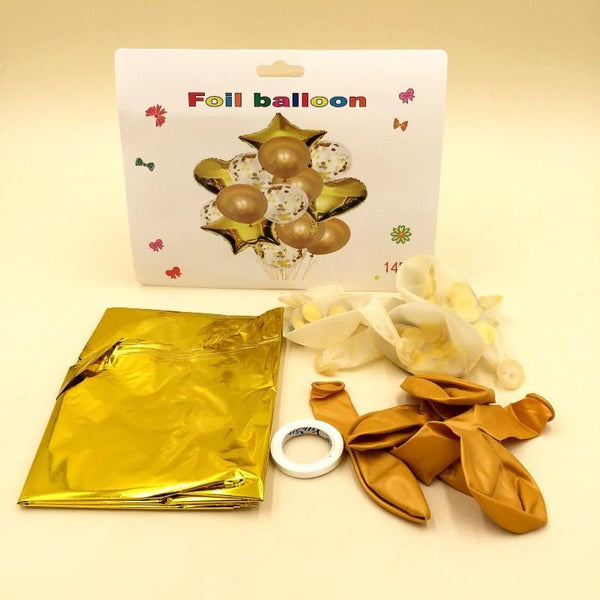 Balloons Confetti + Foil Golden Pack of 14 - Basics.Pk
