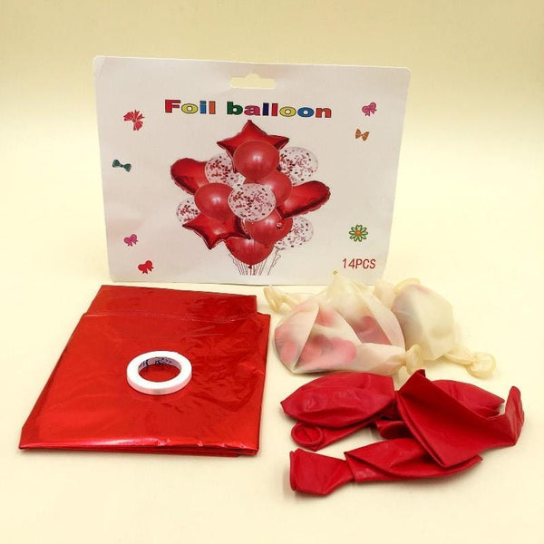 Balloons  Confetti + Foil Red Pack of 14 - Basics.Pk