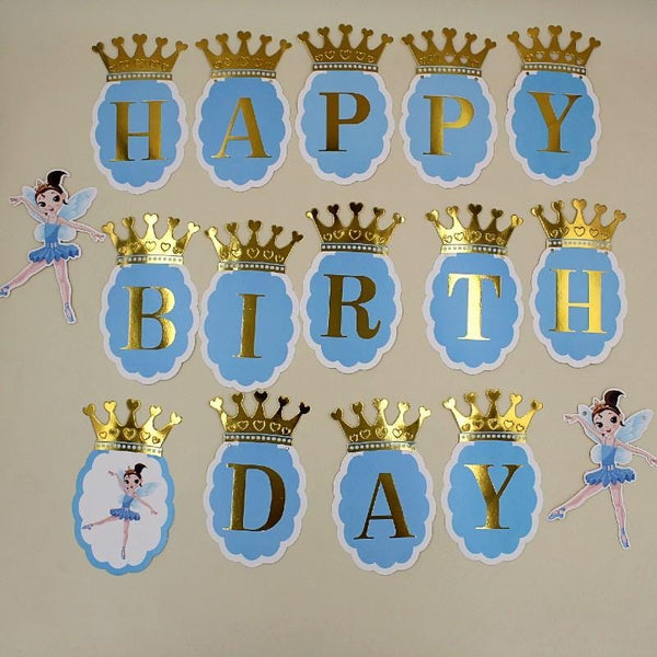 Banner Crown Fairy Happy Birthday - Basics.Pk