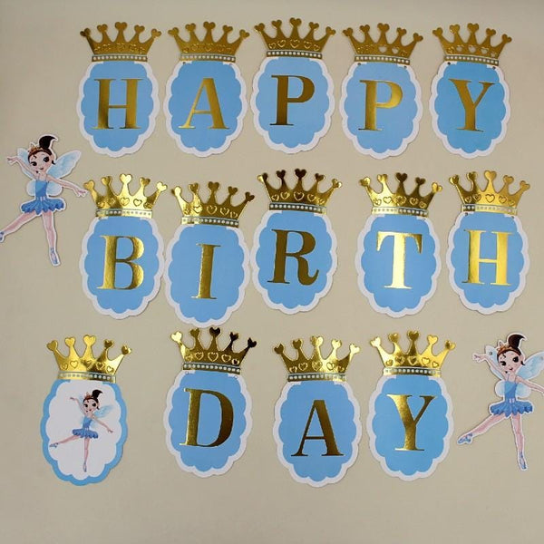 Banner Crown Fairy Happy Birthday - Basics.Pk