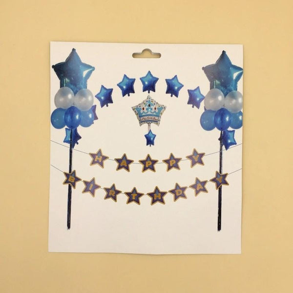 Banner Happy Birthday Star Shape Blue - Basics.Pk
