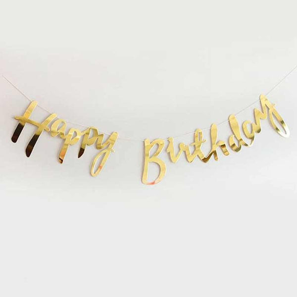 Banner Happy Birthday Golden - Basics.Pk