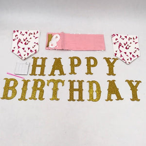 Banner Happy Birthday Golden Glitter with Tassels - Basics.Pk