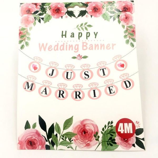 Banner Happy Wedding Hearts - Basics.Pk