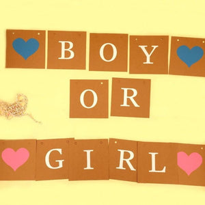 Banner "Boy or Girl" Hearts Brown - Basics.Pk