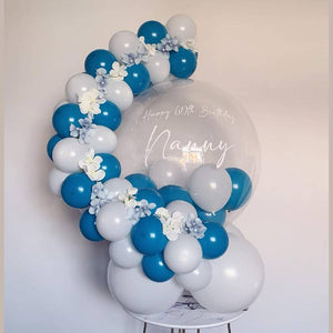 Balloons Backdrop-Rail Happy Birthday Blue & White