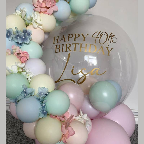 Balloons Backdrop-Rail Happy Birthday Mix Milky Colors