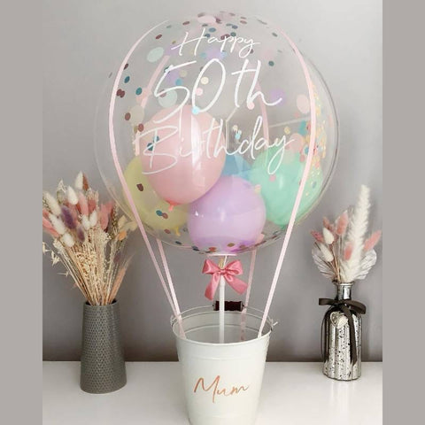 Balloon Baskets (3B)-Happy 50th Birthday+Custom Writing
