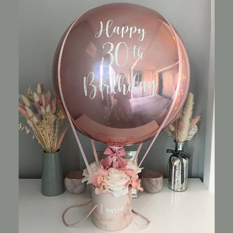 Balloon Baskets (3B)-Happy 30th Birthday+Custom Writing