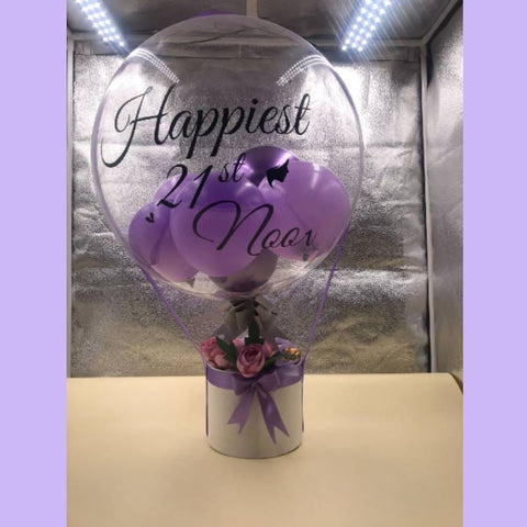 Basics Balloon Baskets (3B) - Purple/Pink Happy birthday Custom Writing