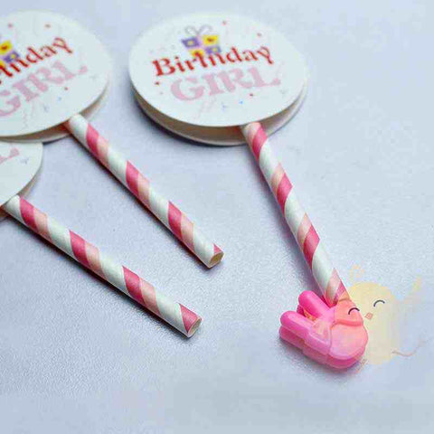 Cake Topper Straws Birthday Girl