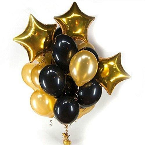 Balloons Foil & Latex Pack of 13 Black-Gold - Basics.Pk