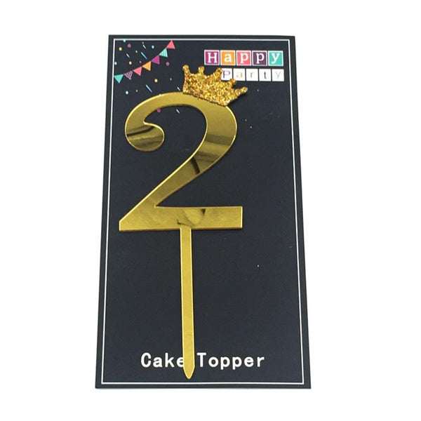 Cake Topper Crown Golden Number 2 - Basics.Pk