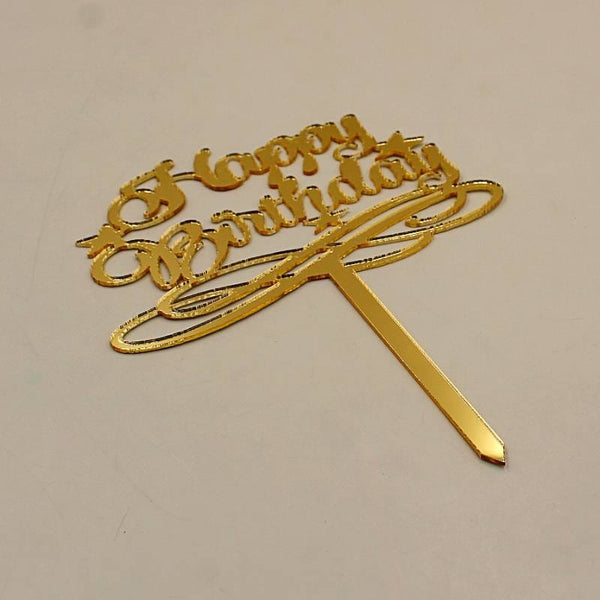 Cake Topper Acrylic Golden HBD Topper 3 Star Design