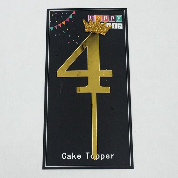 Cake Topper Crown Golden Number 4 - Basics.Pk